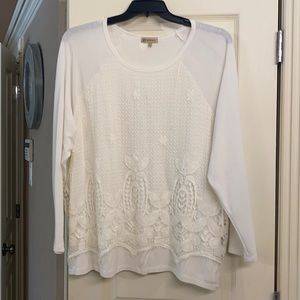 embroidered lace over soft cotton top